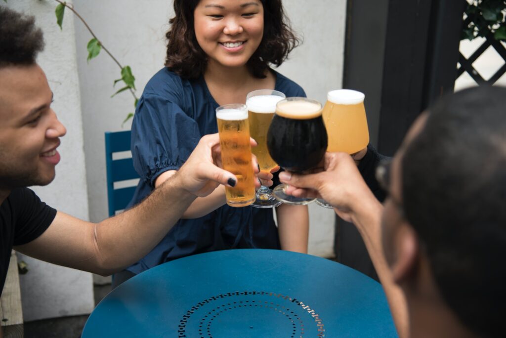 A group enjoying craft beer